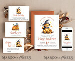 TEMPLETT baby shower Winnie Pooh Baby Shower Invitation Digital Template Set Halloween Fall, Gender Neutral Diaper Raffle Books Instant Download Printable Invite10