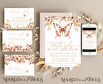 TEMPLETT baby shower Editable Girl Baby Shower Invitation set Template Butterfly on the way Diapper Raffle Books Instant Download Blush Gold floral boho invite10