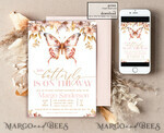 TEMPLETT baby shower Editable Girl Baby Shower Invitation set Template Butterfly on the way Diapper Raffle Books Instant Download Blush Gold floral boho invite10