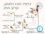 TEMPLETT baby shower Modern Baby Shower InvitationTemplate, Instant Download Printable Invites Home Printing, Simple Boho baby Boy  shower  Card Set8