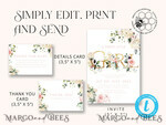 TEMPLETT baby shower Floral Baby Shower InvitationTemplate, Instant Download Printable Invites Home Printing, Simple modern baby shower  Card Set8