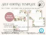 TEMPLETT baby shower Floral Baby Shower InvitationTemplate, Instant Download Printable Invites Home Printing, Simple modern baby shower  Card Set8