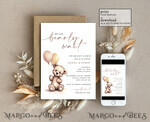 TEMPLETT baby shower Gender Neutral Teddy Bear Baby Shower Invitation Template Set We Can Bearly Wait Diaper Raffle Books, Instant Download Editable Invites10