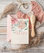 TEMPLETT baby shower Floral Baby Girl Shower Invitation Template, Instant Download Printable Invites Home Printing, Simple modern baby shower  Card Set9