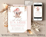 TEMPLETT  
 Babyparty Wiege Baby Mädchen Babyshower Einladungsvorlagen-Set Oh Baby, kleines pinkes Kinderbett Windel-Lotteriebüchlein Bogen Sofort-Download Blush Pink bearbeitbare Einladung10