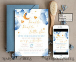 TEMPLETT baby shower Editable Twinkle Little Star Baby Boy Shower Invitation Template, Moon Stars Blue Invite Instant Download Wait Diaper Raffle Books Invites11
