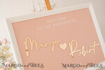 TABLE PLANS AND WEDDING WELCOME SIGNS plexi gold / velvet Blush and Gold Modern Acrylic wedding welcome sign, 3d Elegant wedding welcome signs - Wedding Reception Decor, Wedding Table Plan in White Frame, Wedding Decoration with golden letters - Reception Signage - Custom Ceremony Sign BpPXSet10