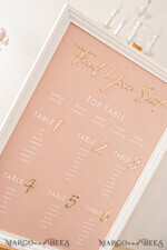 TABLE PLANS AND WEDDING WELCOME SIGNS plexi gold / velvet Blush and Gold Modern Acrylic Seating Chart, 3d Elegant Find Your Seat - Seating Plan , Wedding Table Plan in White Frame, Wedding Decoration with golden letters - Reception Signage - Custom Ceremony Sign BpPXSet15