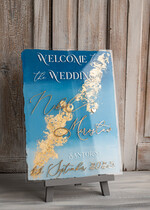 TABLE PLANS AND WEDDING WELCOME SIGNS plexi gold / velvet Acrylic Sky blue & Gold Wedding Welcome Sign, Painted Acrylic & gold Wedding Welcome Sign, Royal Blue Ombre Gold Plexi Wedding Welcome Sign,  Luxury Wedding Wedding Welcome Sign, Greece Beach Wedding Signage Golden mirror Wedding Welcome Sign8