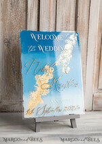 TABLE PLANS AND WEDDING WELCOME SIGNS plexi gold / velvet Acrylic Sky blue & Gold Wedding Welcome Sign, Painted Acrylic & gold Wedding Welcome Sign, Royal Blue Ombre Gold Plexi Wedding Welcome Sign,  Luxury Wedding Wedding Welcome Sign, Greece Beach Wedding Signage Golden mirror Wedding Welcome Sign8