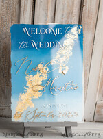 TABLE PLANS AND WEDDING WELCOME SIGNS plexi gold / velvet Acrylic Sky blue & Gold Wedding Welcome Sign, Painted Acrylic & gold Wedding Welcome Sign, Royal Blue Ombre Gold Plexi Wedding Welcome Sign,  Luxury Wedding Wedding Welcome Sign, Greece Beach Wedding Signage Golden mirror Wedding Welcome Sign8