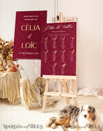 TABLE PLANS AND WEDDING WELCOME SIGNS plexi gold / velvet Burgundy Wedding Table Plan, Maroon velvet and Gold Modern Seating Chart, 3d Elegant Find Your Seat Seating Plan , Luxury Wedding Table Plan, Wedding Decoration with golden letters Marsala Golden Reception Signage Red Custom Ceremony Sign24