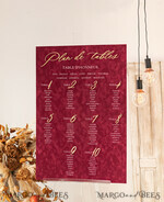 TABLE PLANS AND WEDDING WELCOME SIGNS plexi gold / velvet Burgundy Wedding Table Plan, Maroon velvet and Gold Modern Seating Chart, 3d Elegant Find Your Seat Seating Plan , Luxury Wedding Table Plan, Wedding Decoration with golden letters Marsala Golden Reception Signage Red Custom Ceremony Sign24