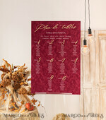 TABLE PLANS AND WEDDING WELCOME SIGNS plexi gold / velvet Burgundy Wedding Table Plan, Maroon velvet and Gold Modern Seating Chart, 3d Elegant Find Your Seat Seating Plan , Luxury Wedding Table Plan, Wedding Decoration with golden letters Marsala Golden Reception Signage Red Custom Ceremony Sign24