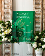 TABLE PLANS AND WEDDING WELCOME SIGNS plexi gold / velvet Luxury Green and Gold Wedding Welcome Sign, Emerald Green Acryl Wedding Decor, Personalised Wedding Sign, Wedding Board, Welcome Wedding Board 18
