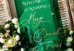 TABLE PLANS AND WEDDING WELCOME SIGNS plexi gold / velvet Luxury Green and Gold Wedding Welcome Sign, Emerald Green Acryl Wedding Decor, Personalised Wedding Sign, Wedding Board, Welcome Wedding Board 18