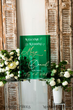 TABLE PLANS AND WEDDING WELCOME SIGNS plexi gold / velvet Luxury Green and Gold Wedding Welcome Sign, Emerald Green Acryl Wedding Decor, Personalised Wedding Sign, Wedding Board, Welcome Wedding Board 18
