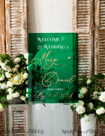 TABLE PLANS AND WEDDING WELCOME SIGNS plexi gold / velvet Luxury Green and Gold Wedding Welcome Sign, Emerald Green Acryl Wedding Decor, Personalised Wedding Sign, Wedding Board, Welcome Wedding Board 18