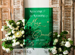 TABLE PLANS AND WEDDING WELCOME SIGNS plexi gold / velvet Luxury Green and Gold Wedding Welcome Sign, Emerald Green Acryl Wedding Decor, Personalised Wedding Sign, Wedding Board, Welcome Wedding Board 18