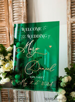 TABLE PLANS AND WEDDING WELCOME SIGNS plexi gold / velvet Luxury Green and Gold Wedding Welcome Sign, Emerald Green Acryl Wedding Decor, Personalised Wedding Sign, Wedding Board, Welcome Wedding Board 18