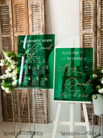 TABLE PLANS AND WEDDING WELCOME SIGNS plexi gold / velvet Luxury Green and Gold Wedding Welcome Sign, Emerald Green Acryl Wedding Decor, Personalised Wedding Sign, Wedding Board, Welcome Wedding Board 18