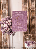 TISCHPLÄNE UND WILLKOMMENSCHILDER FÜR HOCHZEITEN Plexi Gold / Samt Samt-Mauve Hochzeits-Willkommensschild, Staubige Rose Goldene Hochzeitsdekoration, Personalisierter Hochzeitsbeschilderung, Lila Willkommenshochzeitsboard MvS18