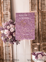 TISCHPLÄNE UND WILLKOMMENSCHILDER FÜR HOCHZEITEN Plexi Gold / Samt Samt-Mauve Hochzeits-Willkommensschild, Staubige Rose Goldene Hochzeitsdekoration, Personalisierter Hochzeitsbeschilderung, Lila Willkommenshochzeitsboard MvS18