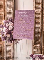TISCHPLÄNE UND WILLKOMMENSCHILDER FÜR HOCHZEITEN Plexi Gold / Samt Samt-Mauve Hochzeits-Willkommensschild, Staubige Rose Goldene Hochzeitsdekoration, Personalisierter Hochzeitsbeschilderung, Lila Willkommenshochzeitsboard MvS18