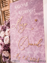 TISCHPLÄNE UND WILLKOMMENSCHILDER FÜR HOCHZEITEN Plexi Gold / Samt Samt-Mauve Hochzeits-Willkommensschild, Staubige Rose Goldene Hochzeitsdekoration, Personalisierter Hochzeitsbeschilderung, Lila Willkommenshochzeitsboard MvS18
