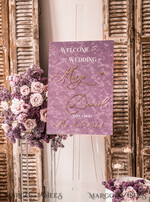 TISCHPLÄNE UND WILLKOMMENSCHILDER FÜR HOCHZEITEN Plexi Gold / Samt Samt-Mauve Hochzeits-Willkommensschild, Staubige Rose Goldene Hochzeitsdekoration, Personalisierter Hochzeitsbeschilderung, Lila Willkommenshochzeitsboard MvS18