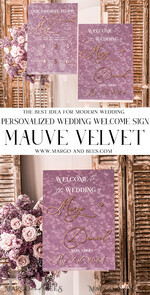 TISCHPLÄNE UND WILLKOMMENSCHILDER FÜR HOCHZEITEN Plexi Gold / Samt Samt-Mauve Hochzeits-Willkommensschild, Staubige Rose Goldene Hochzeitsdekoration, Personalisierter Hochzeitsbeschilderung, Lila Willkommenshochzeitsboard MvS18