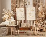 TISCHDEKORATIONSCHILDER   Samt Tischnummern und Dekoration Acrylbogen Tischnummer & Dinner-Menü-Kombination, gefrorenes Elfenbein-Acryl-Gold-Schild, goldene gefrostete Plexi-Velours-Tischnummern & Menü-Kombination, luxuriöse Hochzeits-Tischdekoration, Hochzeitsbeschilderung goldene Spiegeltischnummern & Menü24