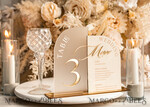 TISCHDEKORATIONSCHILDER   Samt Tischnummern und Dekoration Acrylbogen Tischnummer & Dinner-Menü-Kombination, gefrorenes Elfenbein-Acryl-Gold-Schild, goldene gefrostete Plexi-Velours-Tischnummern & Menü-Kombination, luxuriöse Hochzeits-Tischdekoration, Hochzeitsbeschilderung goldene Spiegeltischnummern & Menü24