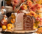 TABLE DECOR SIGNS Velvet table Numbers and Decor Acrylic Arch Bar Menu Combo, Clear Plexi Glass gold  Rust Velvet Drink Bar Menu Sign with Stand, Terracotta Plexi Table Bar Menu Combo Luxury Wedding Table Decor, Wedding Signage Burnt Orange drink Bar Menu 26