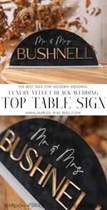 TABLE DECOR SIGNS Velvet table Numbers and Decor Black Terracotta Wedding Top Table Sign, Acrylic Arch Velvet Top Table sign, black Golden Top Table sign,  Gold Plexi Glass Top Table sign, Elegant Luxury Wedding Table Decor, Boho Glam Wedding Signage Golden mirror Top Table sign12