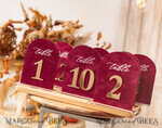 TISCHDEKORATIONSCHILDER   Samt Tischnummern und Dekoration Luxuriöse Samt-Bogen-Tischnummern mit Acrylständer, beige Samt- und Gold-Acryl-Hochzeits-Tischdekoration, 3D goldene Buchstaben Bogen-Tischnummern, Hochzeitsbeschilderung.24