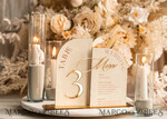 TISCHDEKORATIONSCHILDER   Samt Tischnummern und Dekoration Acrylbogen Tischnummer & Dinner-Menü-Kombination, Samt-Elfenbein Acrylgold-Schild, Gold-Elfenbein Plexi-Samt Tischnummern & Menü-Kombination Luxus Hochzeits Tischdekoration, Hochzeitsbeschilderung Goldene Spiegel Tischnummern & Menü22