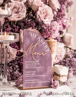 TISCHDEKORATIONSCHILDER   Samt Tischnummern und Dekoration Mauve Velvet Bogen Dessertmenü, Staubiger Rosé Bonbonschild, Gold lila Plexi Tischbogen Kuchenbar Menü, Luxus Acryl Hochzeits Tischdekoration, Hochzeitsbeschilderung Goldene Flieder11