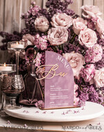TISCHDEKORATIONSCHILDER   Samt Tischnummern und Dekoration Acryl-Bogen-Bar-Menü, gold Plexi Mauve Samt Getränkebar-Menü-Schild mit Ständer, staubrosa Tischbar-Menü, halb gewölbte Hochzeits-Tischdekoration, lila Getränkebar-Menü12