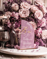 TISCHDEKORATIONSCHILDER   Samt Tischnummern und Dekoration Acryl-Bogen-Bar-Menü, gold Plexi Mauve Samt Getränkebar-Menü-Schild mit Ständer, staubrosa Tischbar-Menü, halb gewölbte Hochzeits-Tischdekoration, lila Getränkebar-Menü12