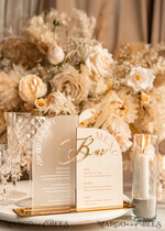 TISCHDEKORATIONSCHILDER   Samt Tischnummern und Dekoration Acrylbogen-Bar-Menü-Kombination, Frosted Plexiglas Gold-Ivory-Velours-Getränke-Bar-Menü-Schild mit Ständer, Beige Plexi-Tisch-Bar-Menü-Kombination Luxus-Hochzeits-Tischdeko, Hochzeitsschild Ecru Getränke-Bar-Menü11