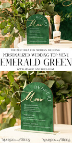 TABLE DECOR SIGNS Velvet table Numbers and Decor Green Velvet Arch dessert menu, Green Candy Sign, Gold Plexi Table Arch wedding dessert menu, Luxury Wedding Table Decor, 7