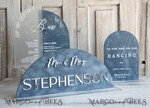 TABLE DECOR SIGNS Velvet table Numbers and Decor dusty Blue Wedding Top Table Signs SET, Acrylic Arch Velvet Bar Menu sign, Drink Bar menu Top Table sign,  Gold Plexi Glass Top Table sign, Elegant Luxury Wedding Table Decor, Boho Glam Wedding Signage Silver mirror Top Table sign14