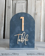 TABLE DECOR SIGNS Velvet table Numbers and Decor dusty Blue Wedding Top Table Signs SET, Acrylic Arch Velvet Bar Menu sign, Drink Bar menu Top Table sign,  Gold Plexi Glass Top Table sign, Elegant Luxury Wedding Table Decor, Boho Glam Wedding Signage Silver mirror Top Table sign14