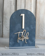 TABLE DECOR SIGNS Velvet table Numbers and Decor dusty Blue Wedding Top Table Signs SET, Acrylic Arch Velvet Bar Menu sign, Drink Bar menu Top Table sign,  Gold Plexi Glass Top Table sign, Elegant Luxury Wedding Table Decor, Boho Glam Wedding Signage Silver mirror Top Table sign14