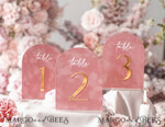 TABLE DECOR SIGNS Velvet table Numbers and Decor Arch Table Number, Luxury Blush Pink Velvet Arched Table numbers with acrylic stand, blush pink and Gold Wedding Table Decor, 3D Golden Letters, Wedding signage12