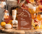 TABLE DECOR SIGNS Velvet table Numbers and Decor Velvet Arch Wedding Menu with Stand, Terracotta Half Arch gold Sign, Gold Mirror Dinner Menu, Luxury Burnt Orange Wedding Table Decor, Wedding Table Signage  Golden mirror table numbers 23