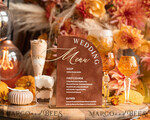 TABLE DECOR SIGNS Velvet table Numbers and Decor Velvet Arch Wedding Menu with Stand, Terracotta Half Arch gold Sign, Gold Mirror Dinner Menu, Luxury Burnt Orange Wedding Table Decor, Wedding Table Signage  Golden mirror table numbers 23