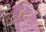 TISCHDEKORATIONSCHILDER   Samt Tischnummern und Dekoration Mauve Samt Bogen Dessertmenü, Staubige Rosé Bonbonschild, Gold Plexi Tischbogen Hochzeits-Dessertmenü, Luxuriöse Hochzeits Tischdekoration, MvS11