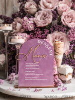 TISCHDEKORATIONSCHILDER   Samt Tischnummern und Dekoration Mauve Samt Bogen Dessertmenü, Staubige Rosé Bonbonschild, Gold Plexi Tischbogen Hochzeits-Dessertmenü, Luxuriöse Hochzeits Tischdekoration, MvS11